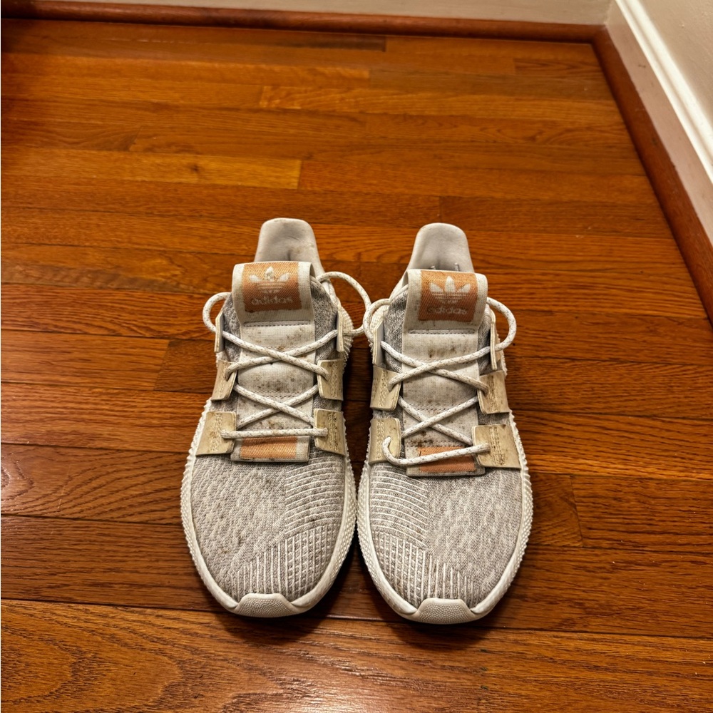 Adidas Light Gray and Tan Athletic Shoes